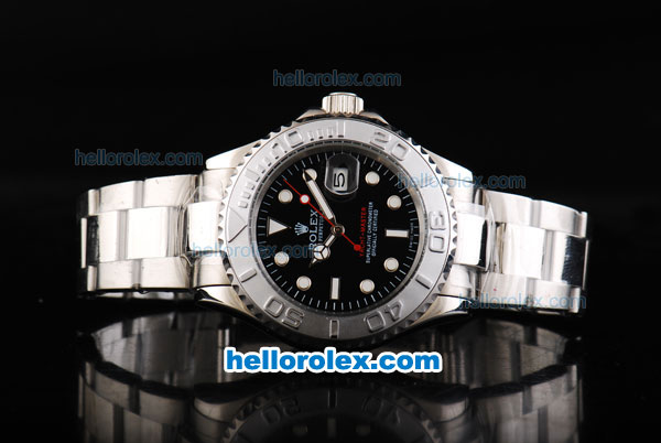 Rolex Yacht-Master Oyster Perpetual Automatic White Graduated Bezel with Black Dial and White Marking-Small Calendar - Click Image to Close